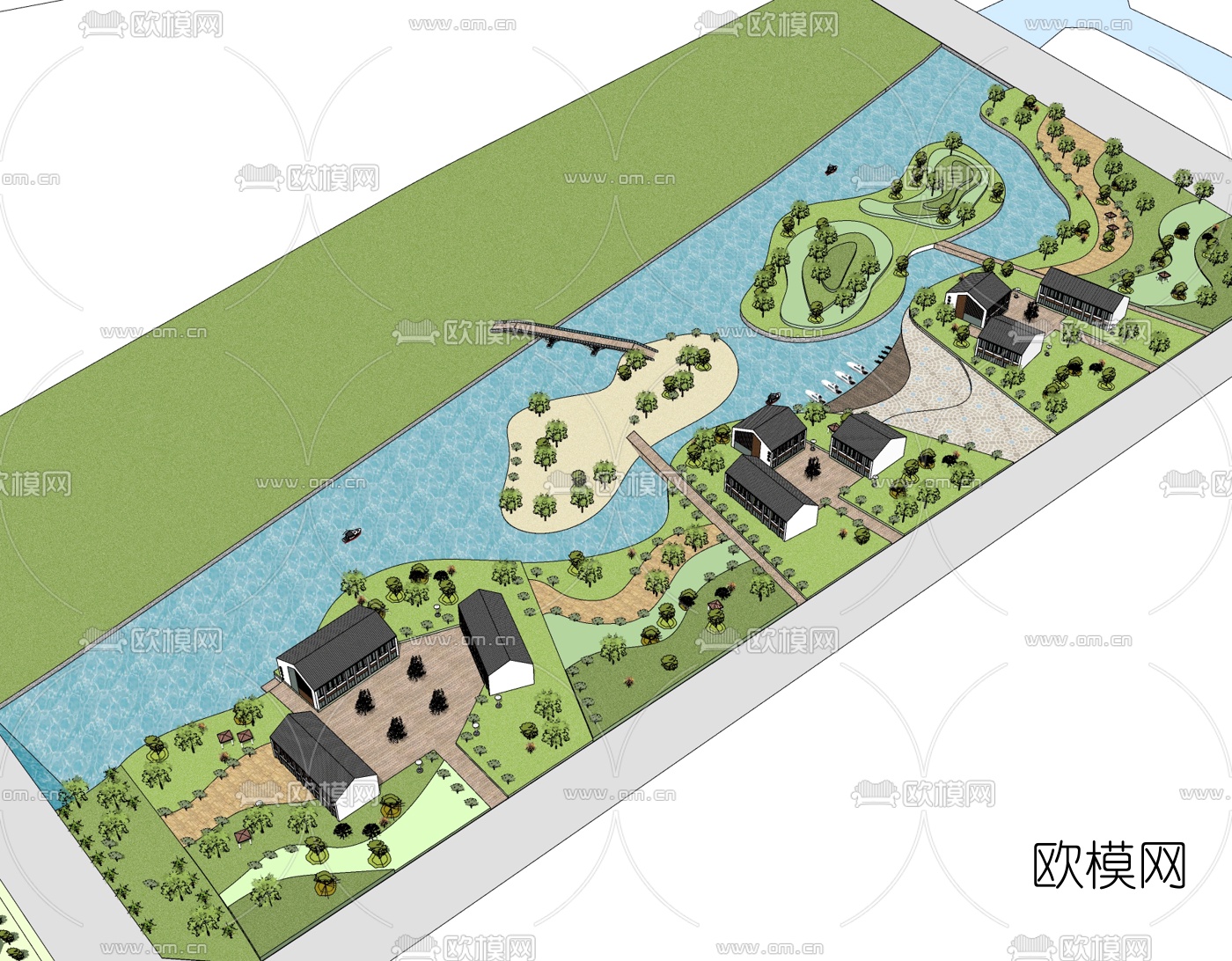 新中式商业街su模型下载（渲染图4）