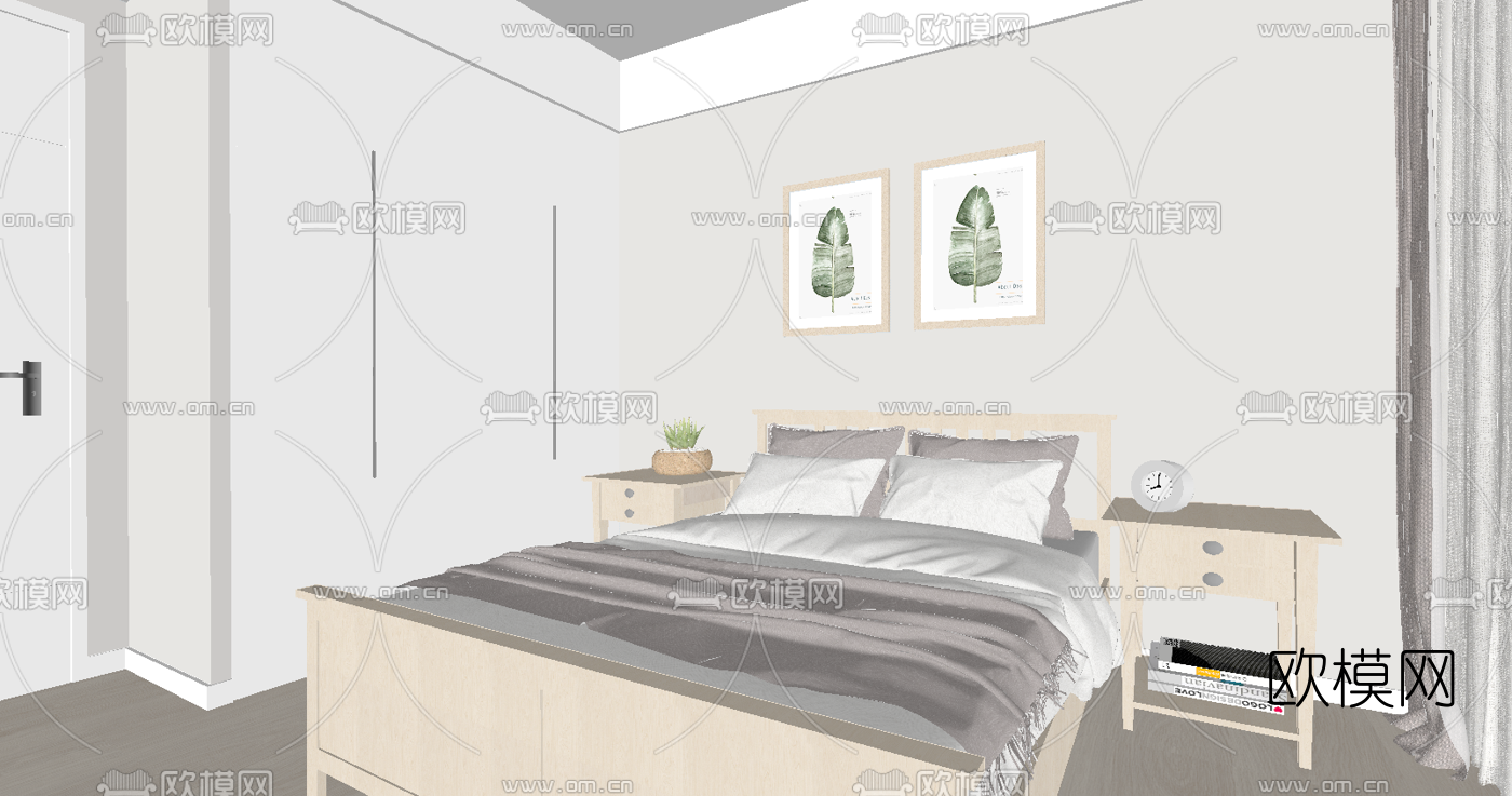 北欧客厅餐厅su模型下载（渲染图3）