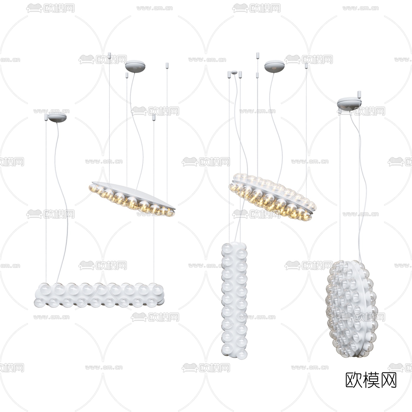 现代多头灯泡吊灯3d模型