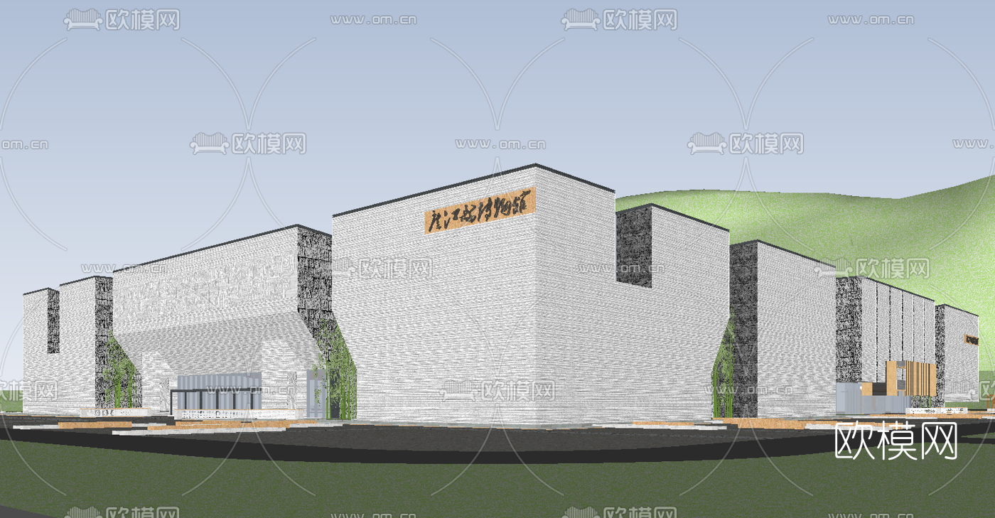 新中式博物馆su模型下载（渲染图2）