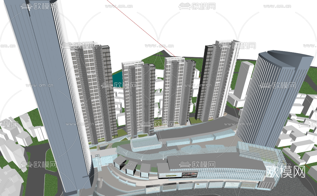 现代商住综合楼su模型