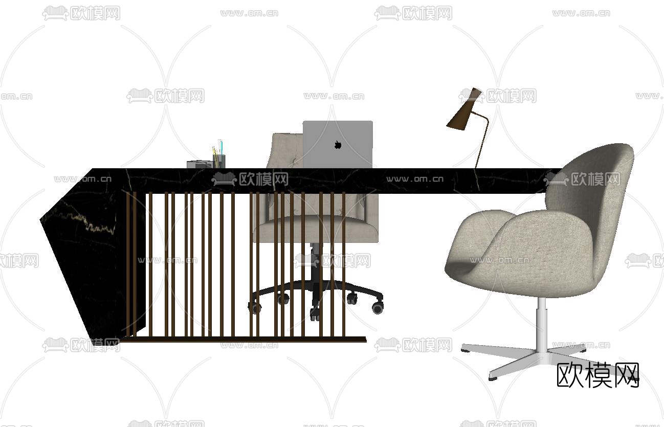 现代大理石接待台su模型下载