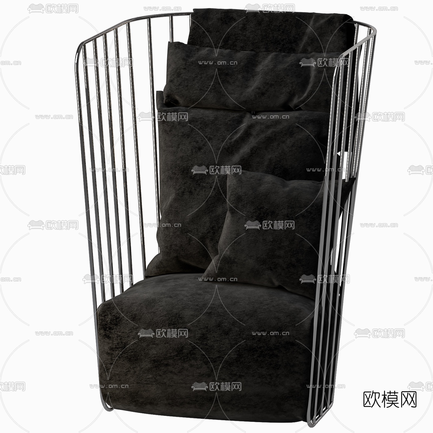 现代绒布高背休闲沙发免费3d模型下载