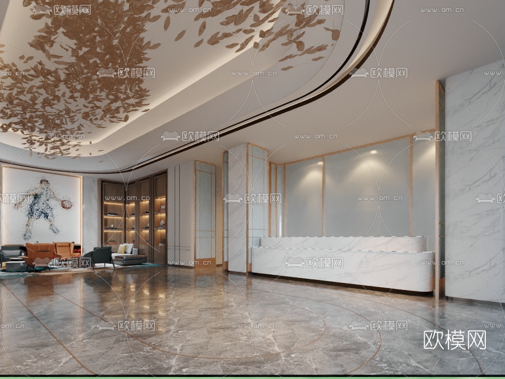 现代酒店大堂前厅免费3d模型