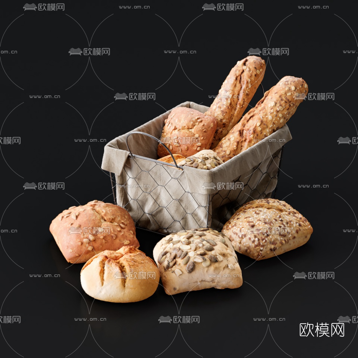 现代食物面包3d模型下载（渲染图1）
