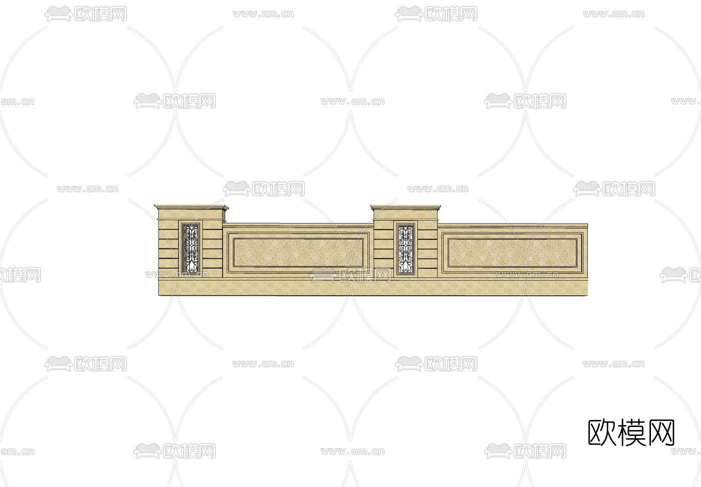 欧式围墙免费su模型下载