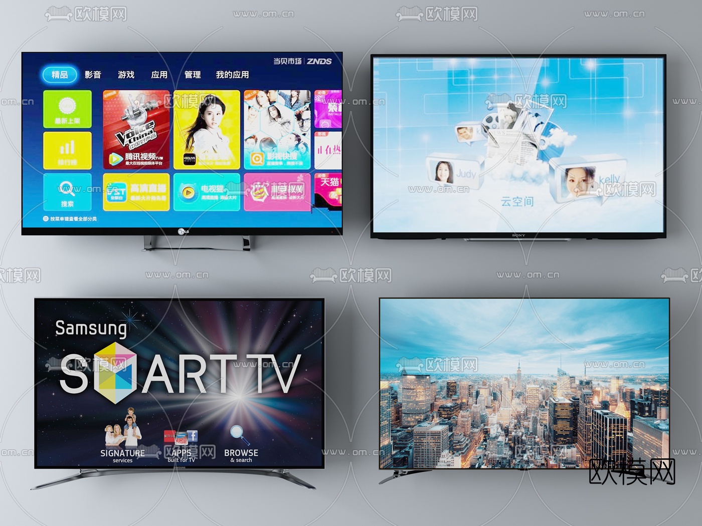 现代电视机3d模型下载（渲染图2）