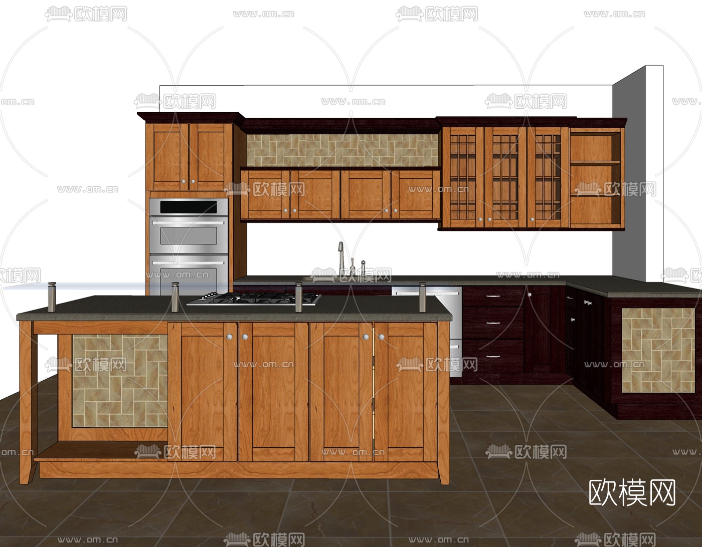 美式橱柜免费su模型下载