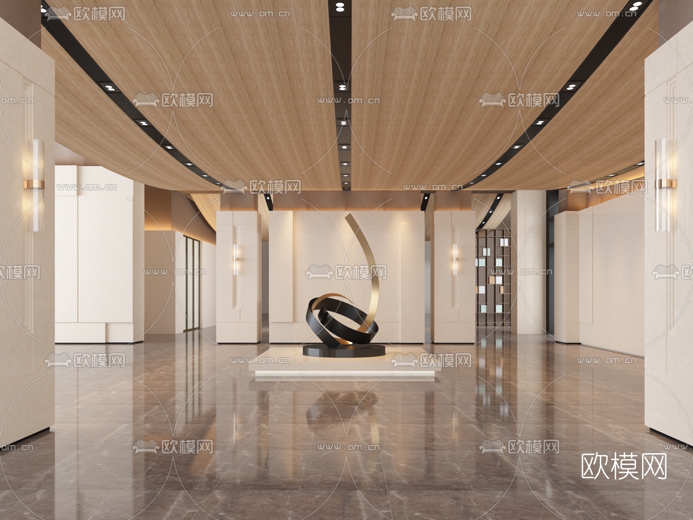 INNEST意巢设计 现代售楼处大堂3d模型下载