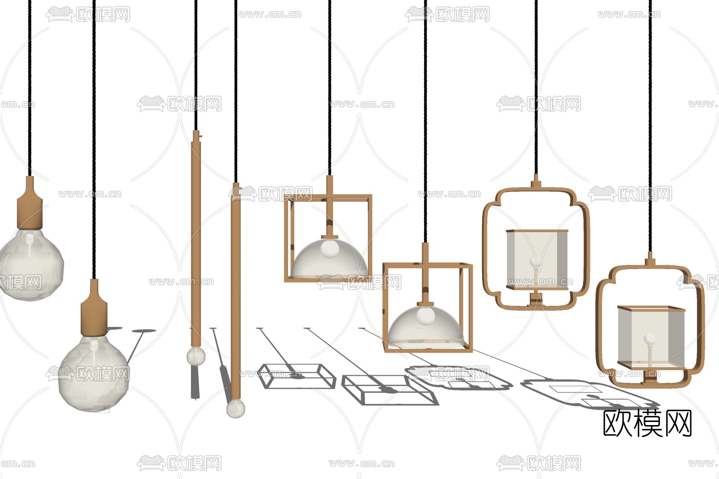 现代玻璃吊灯免费su模型下载