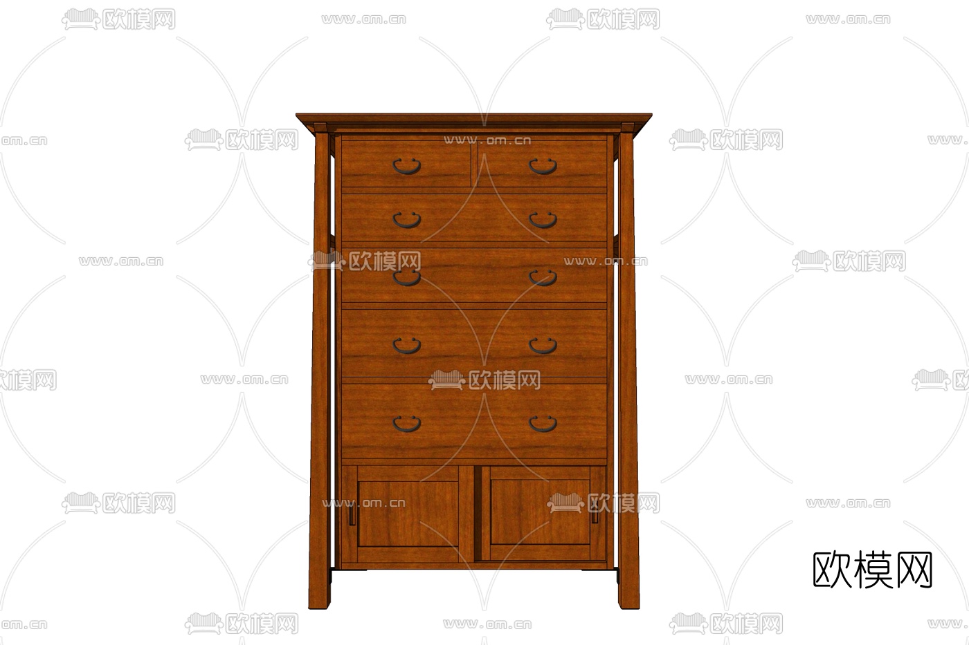现代实木储物柜免费su模型下载