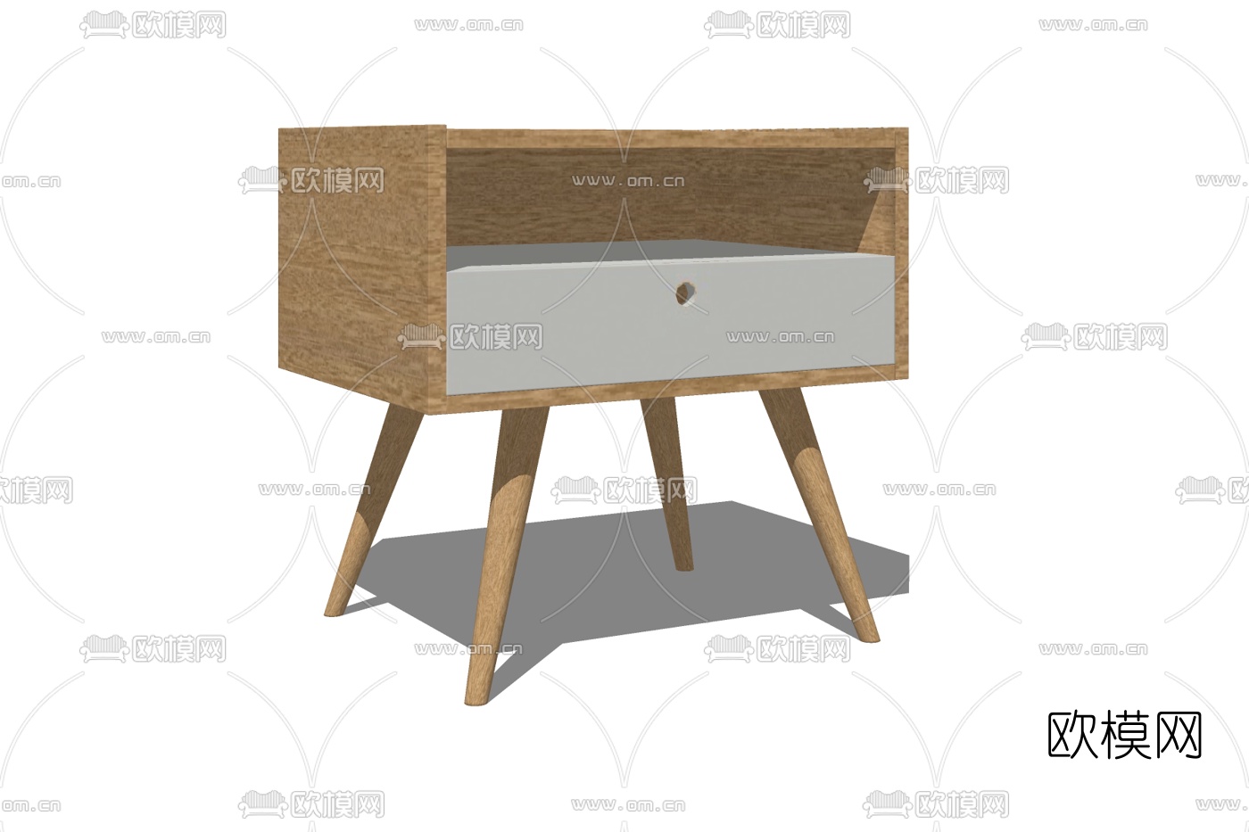 北欧实木床头柜免费su模型下载