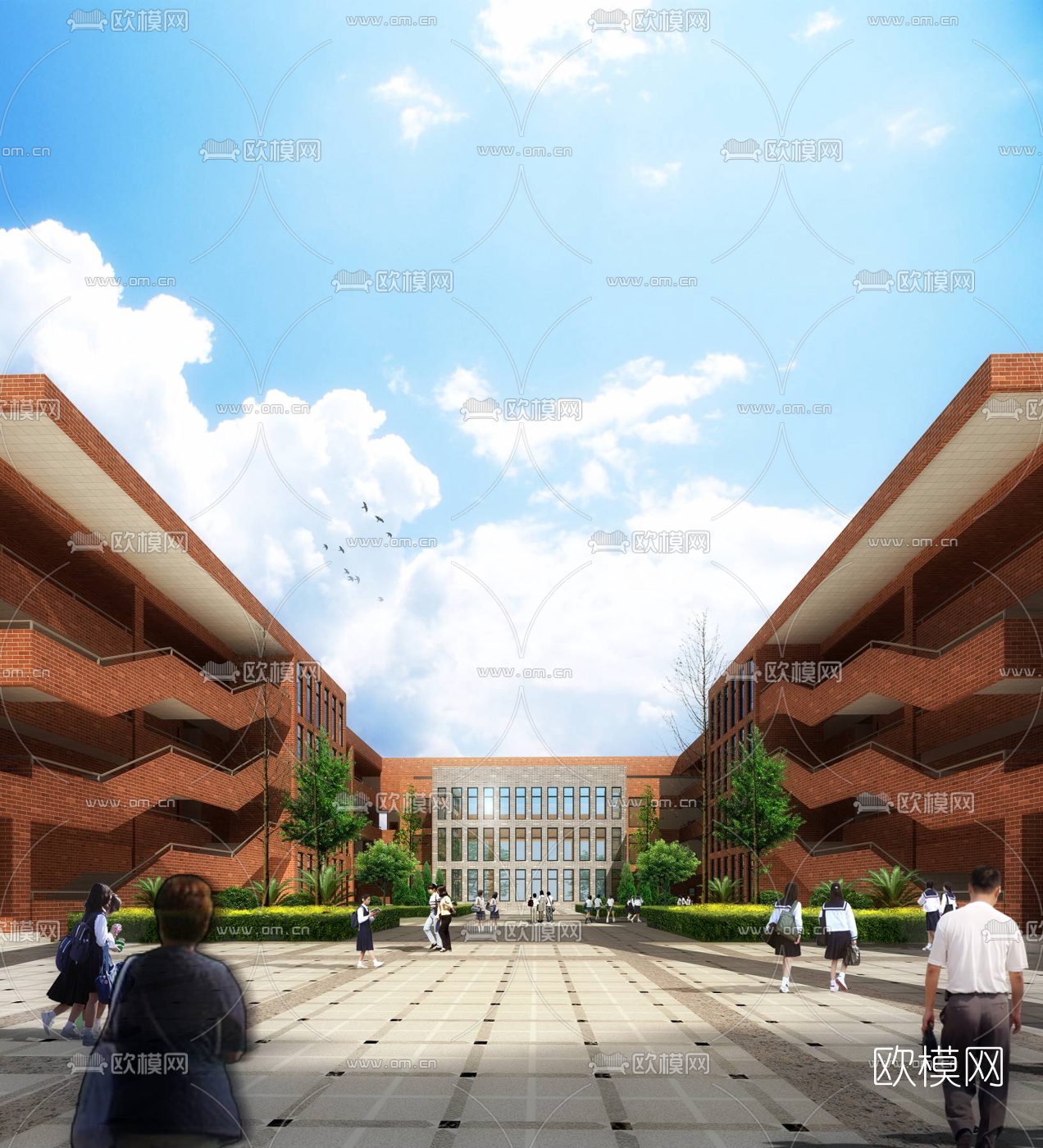 现代学校鸟瞰3d模型下载（渲染图4）