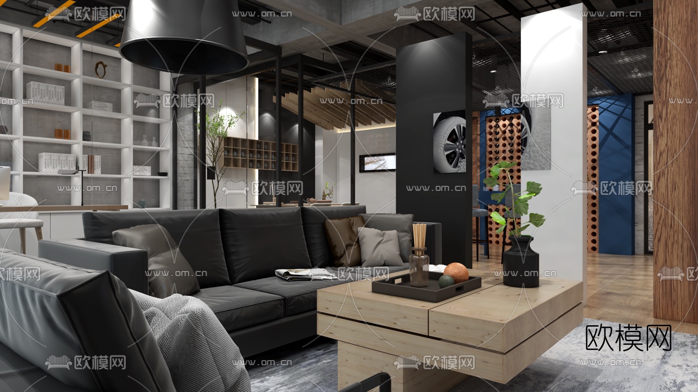 工业风办公接待室3d模型下载（渲染图4）