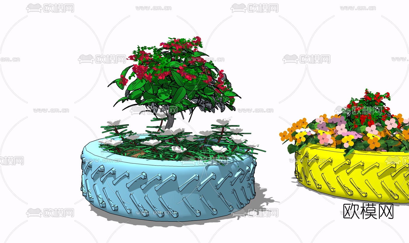 现代花坛免费su模型下载