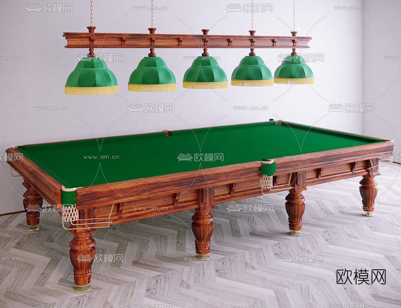 简欧原木台球桌3d模型下载