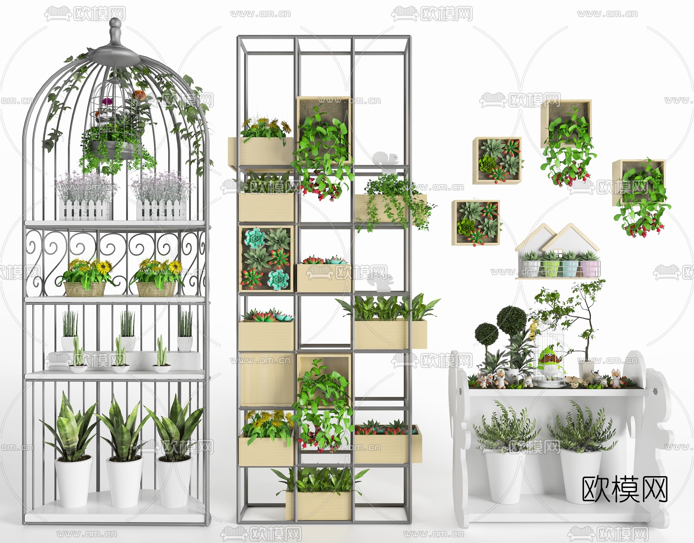北欧鸟笼铁艺装饰架3d模型下载
