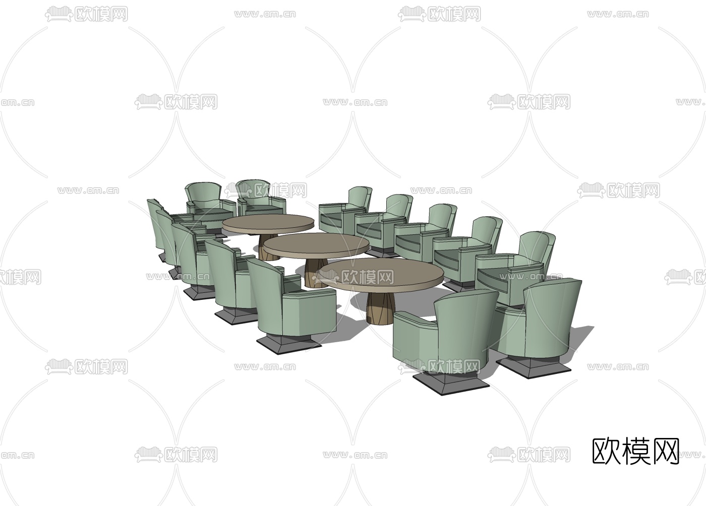 现代会议桌椅免费su模型下载