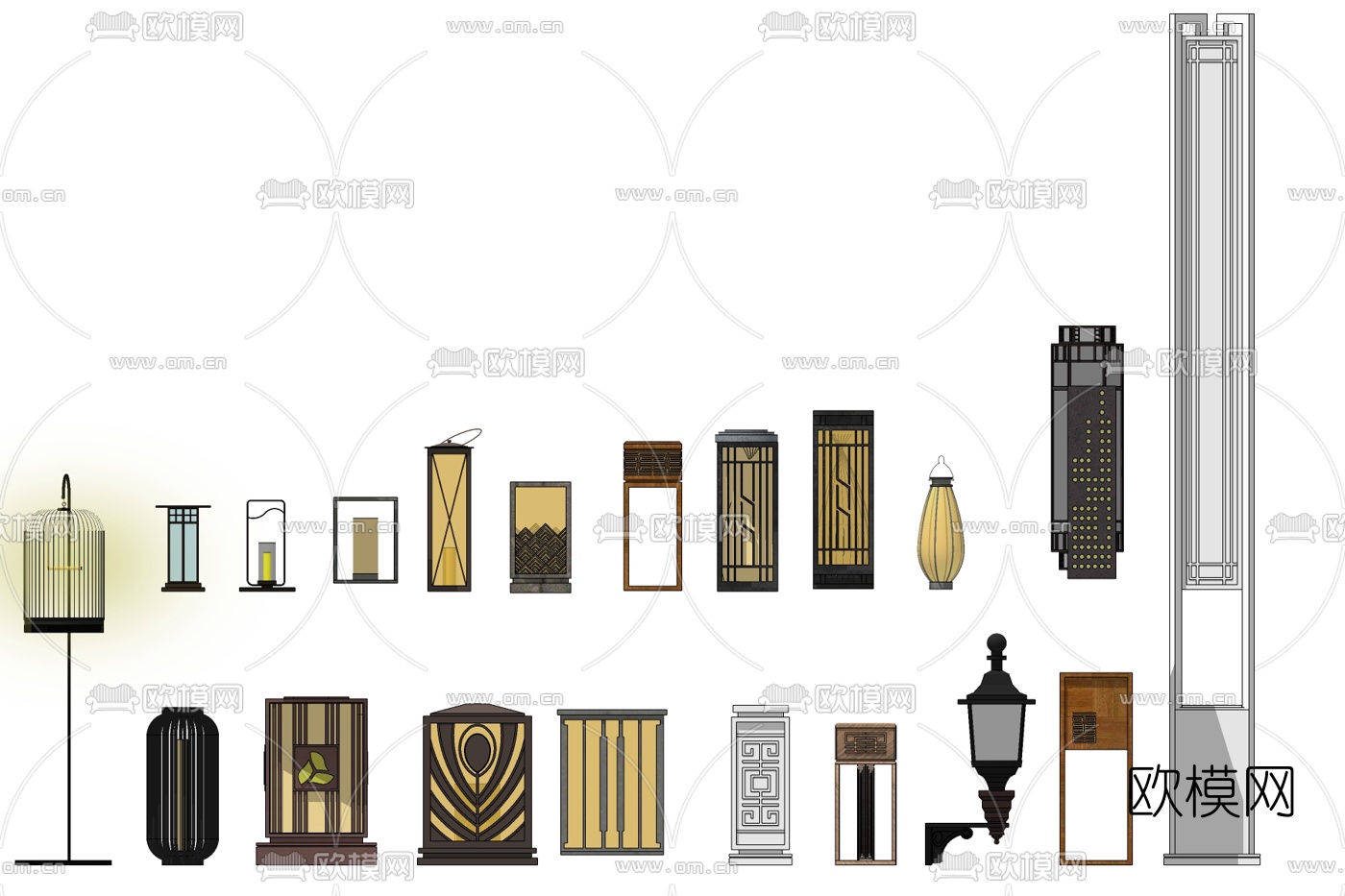 现代景观灯免费su模型下载