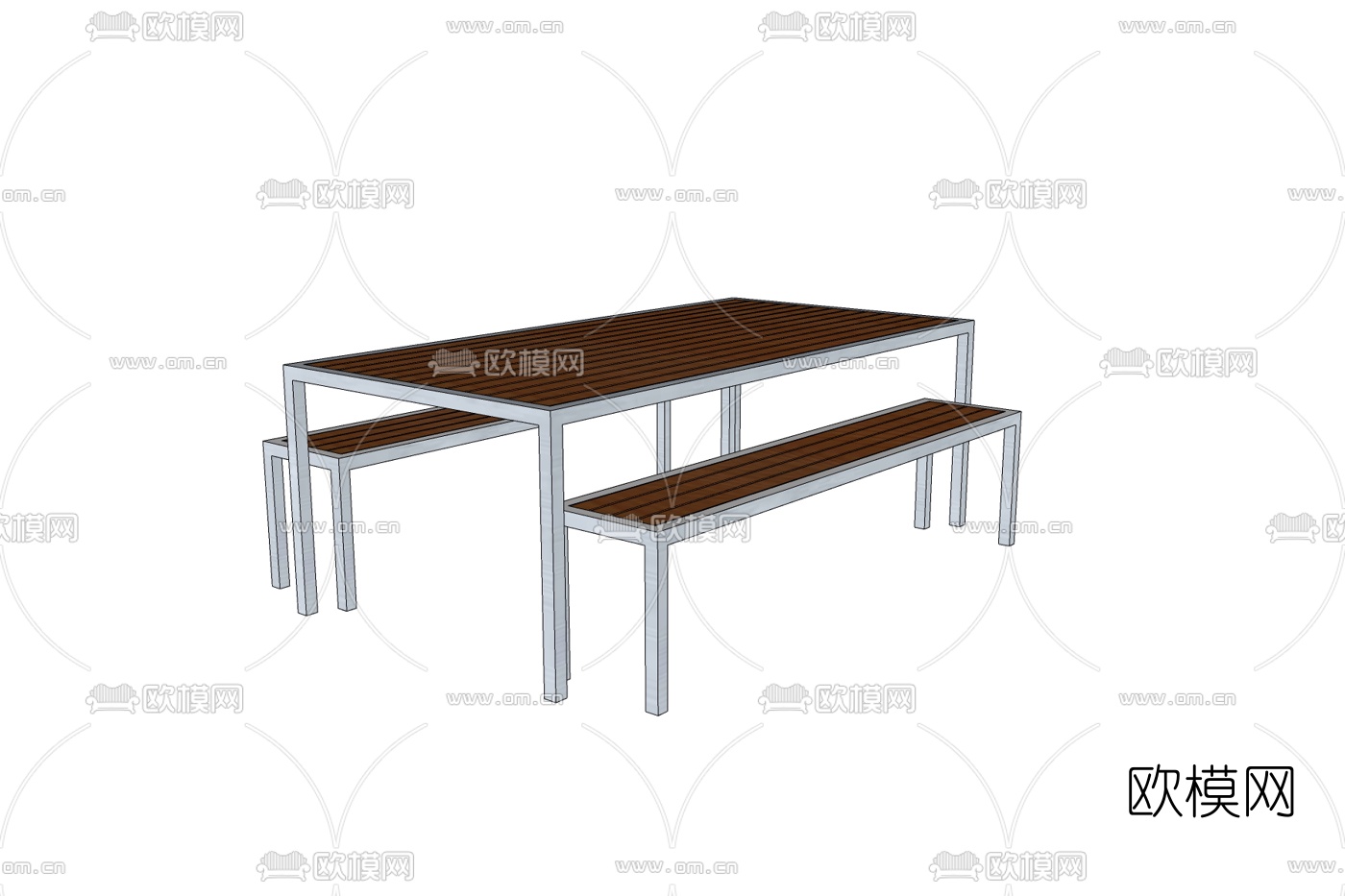 现代条形餐桌椅免费su模型下载