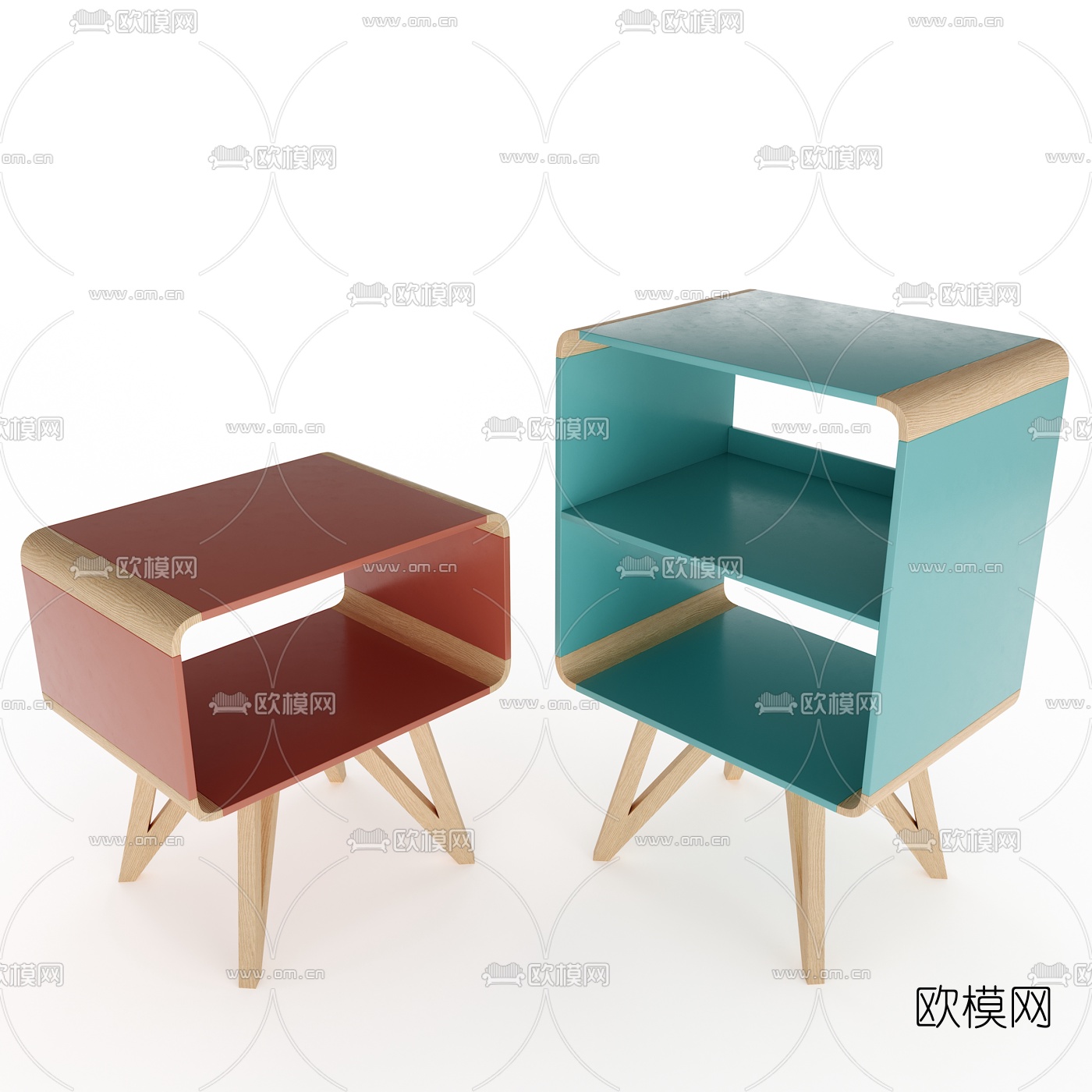 现代简易床头柜3d模型