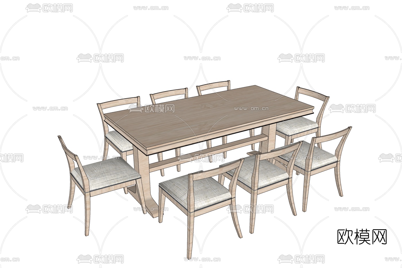 新中式餐桌椅免费su模型下载