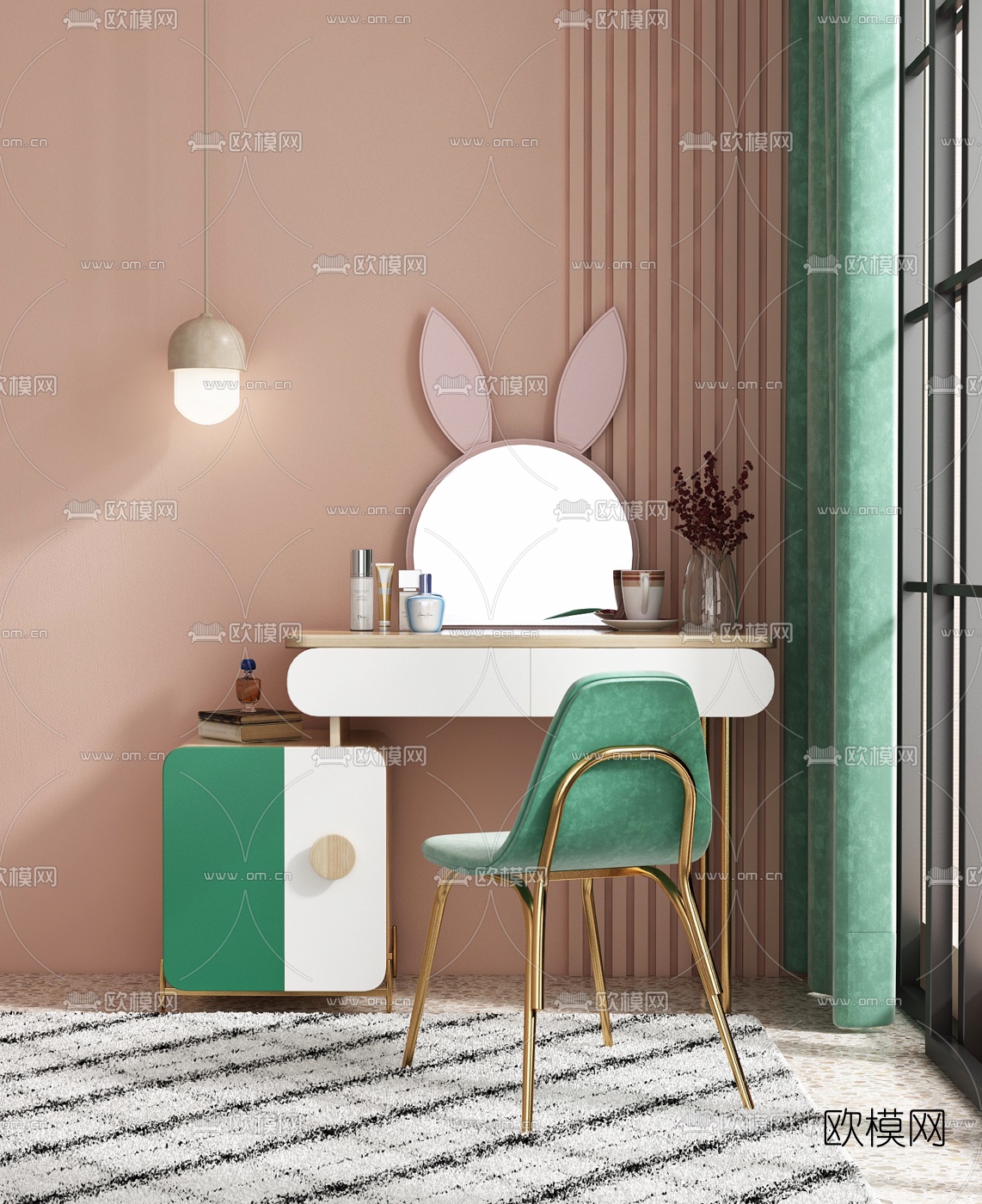 北欧简易梳妆台3d模型下载