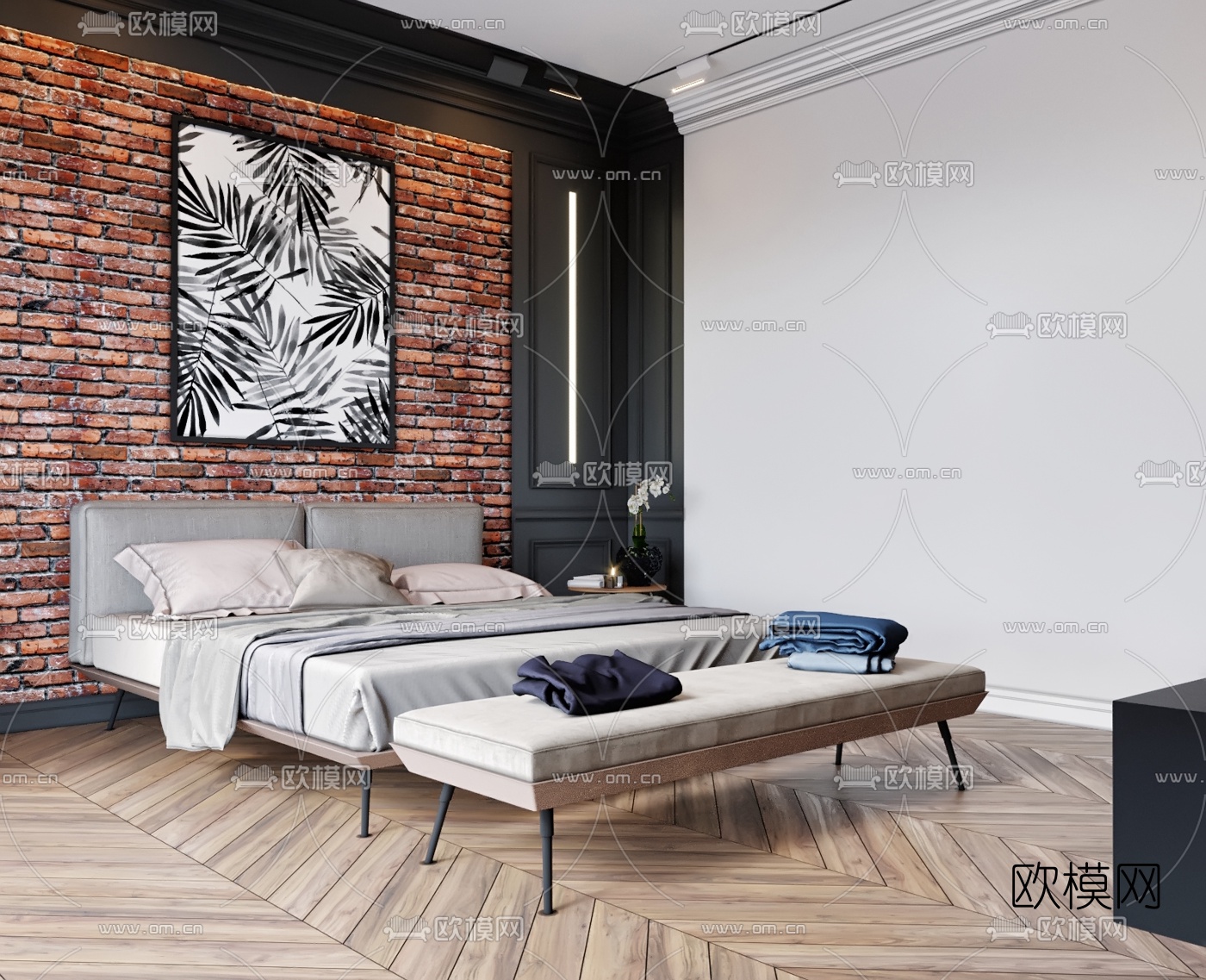 工业风卧室主人房3d模型下载（渲染图7）