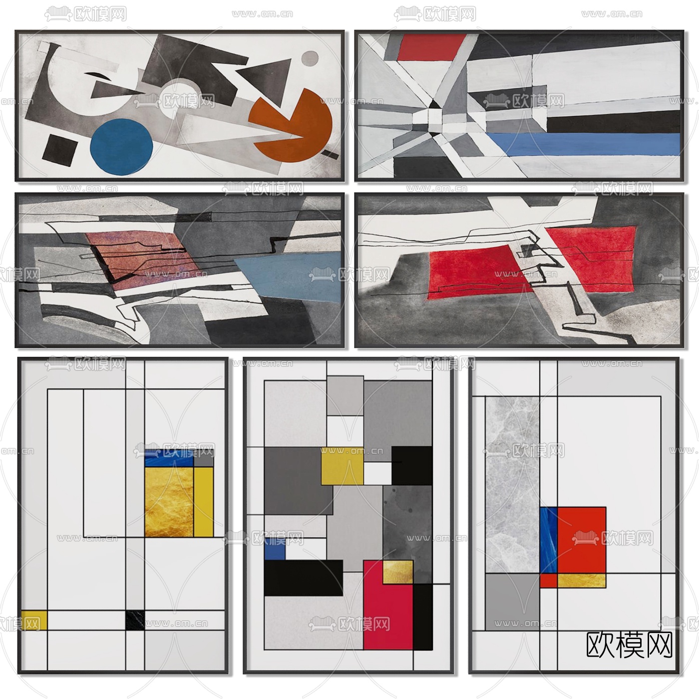 现代抽象装饰画3d模型