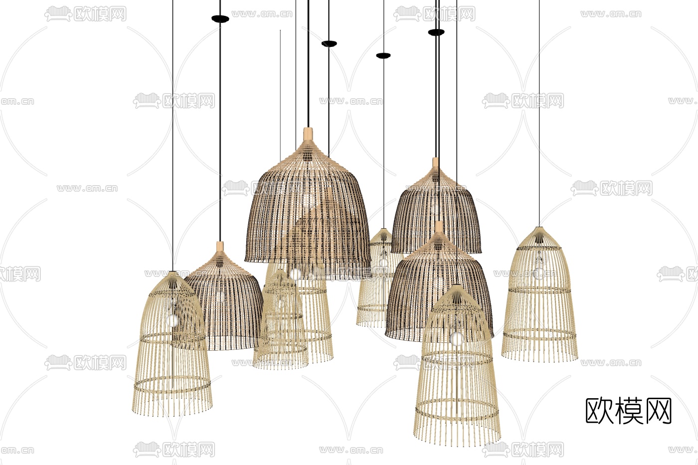 现代金属吊灯免费su模型下载
