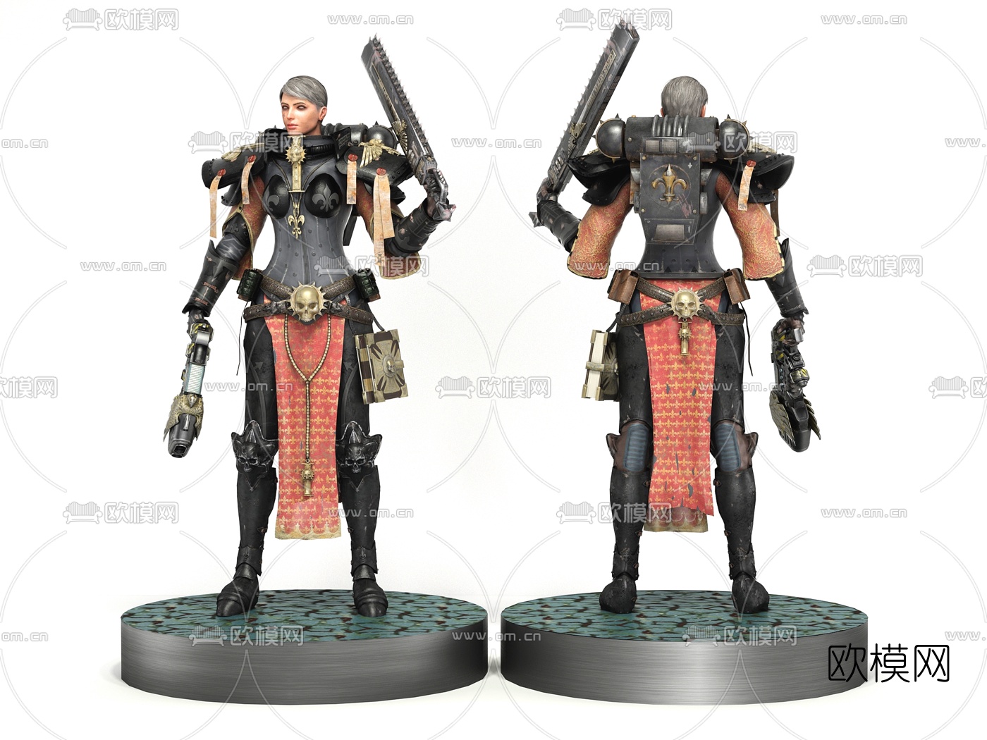 现代持枪少女手办3d模型下载