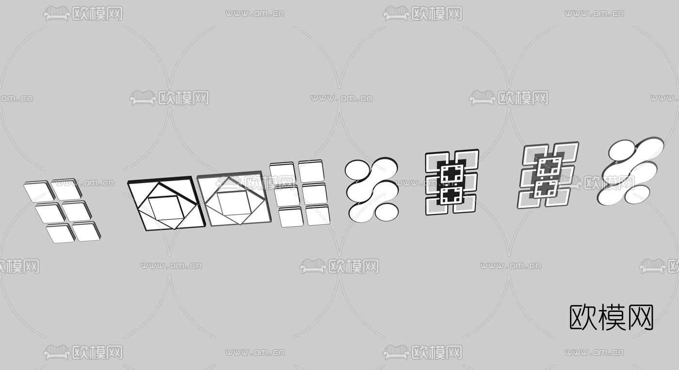现代金属吸顶灯su模型下载