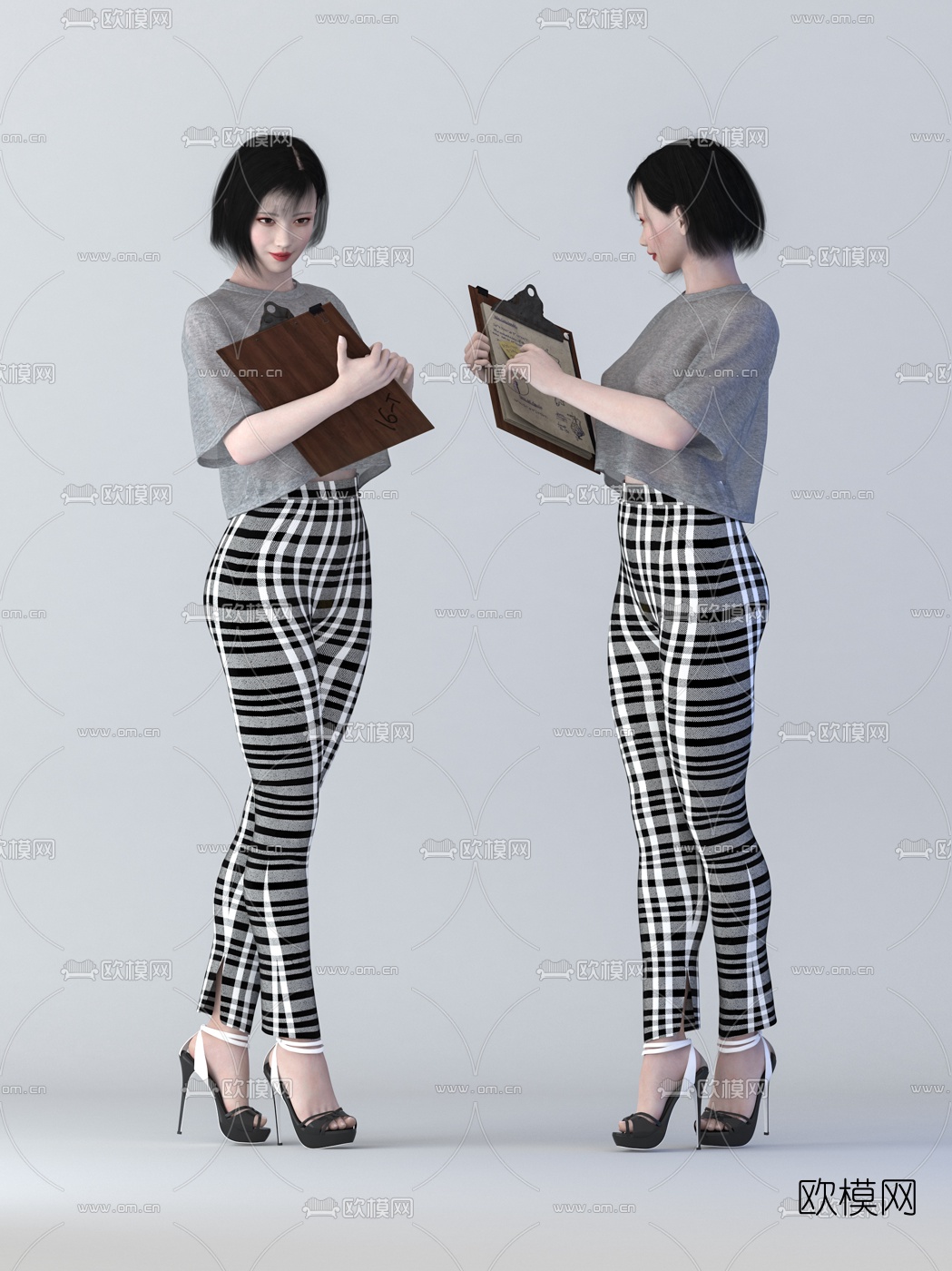 现代办公女郎3d模型