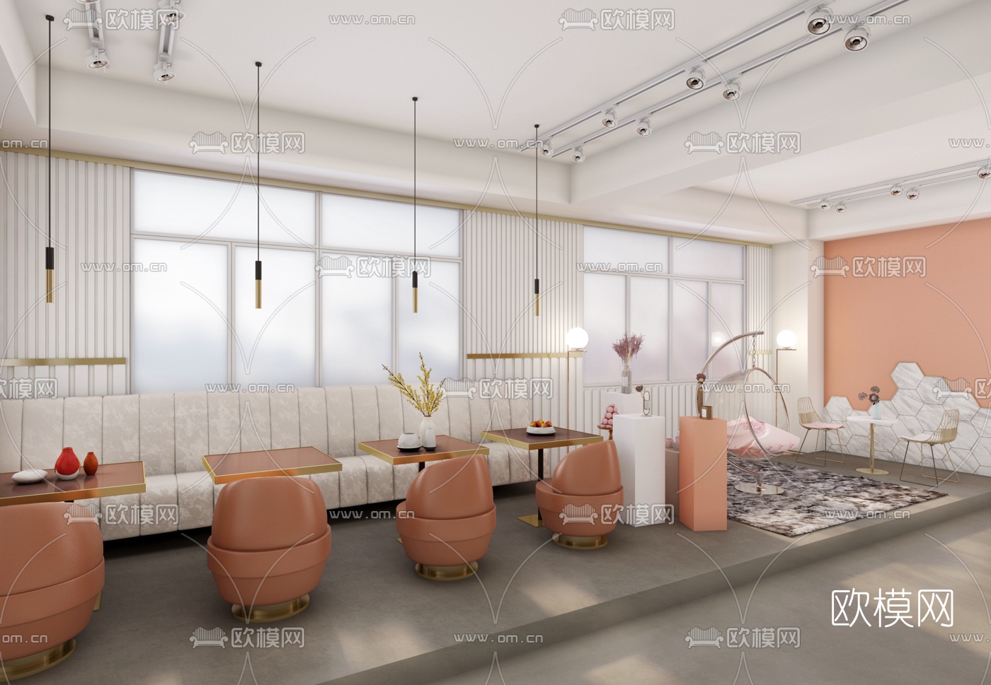 现代网红茶餐厅免费3d模型