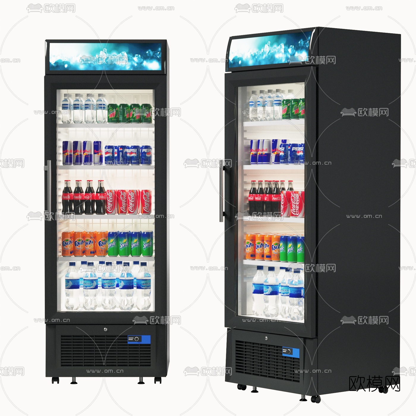 现代商场饮料冰柜3d模型下载（渲染图1）