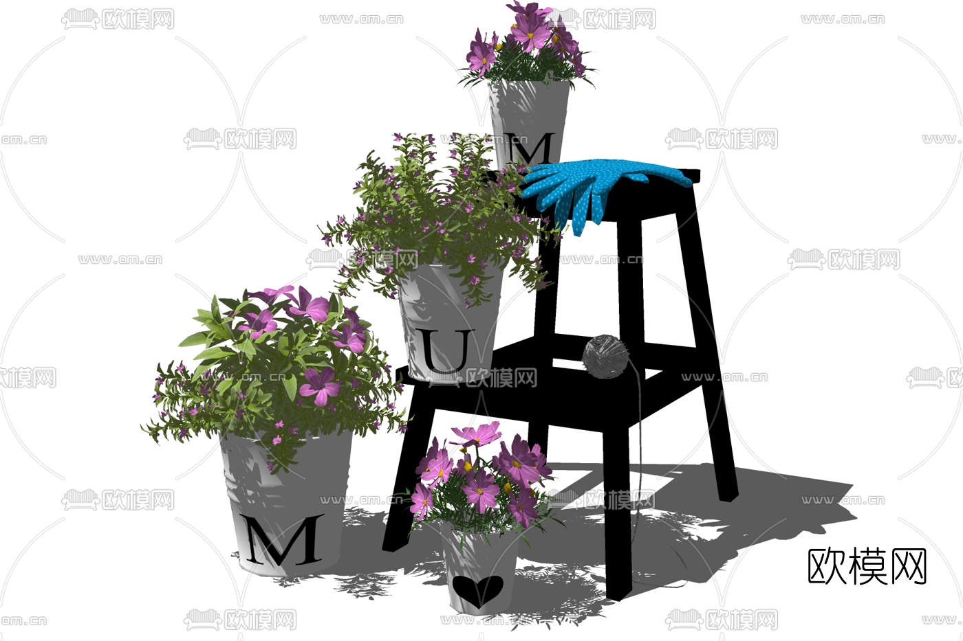 现代绿植盆栽免费su模型下载