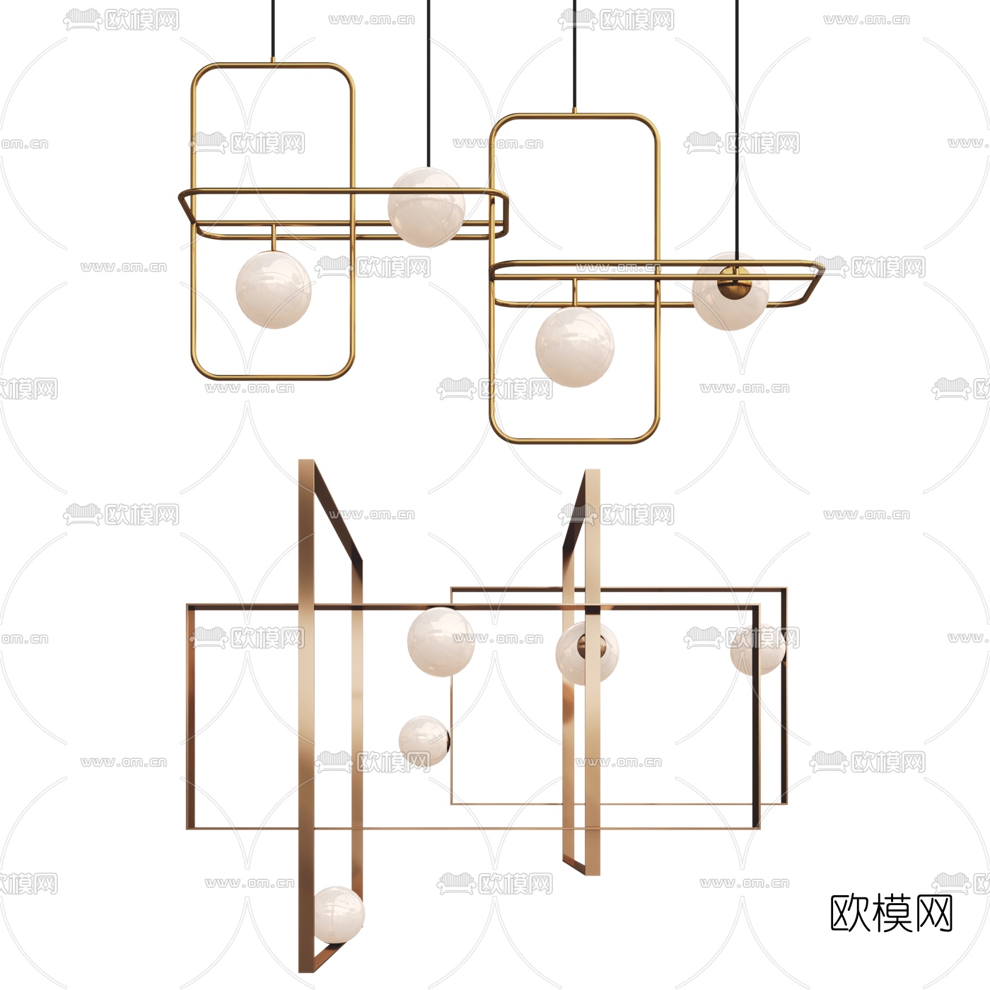 现代金属吊灯3d模型