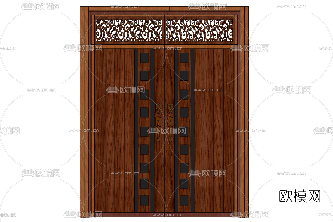新中式双开门免费su模型下载