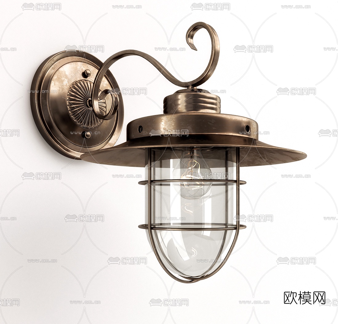 欧式复古壁灯组合3d模型下载（渲染图1）