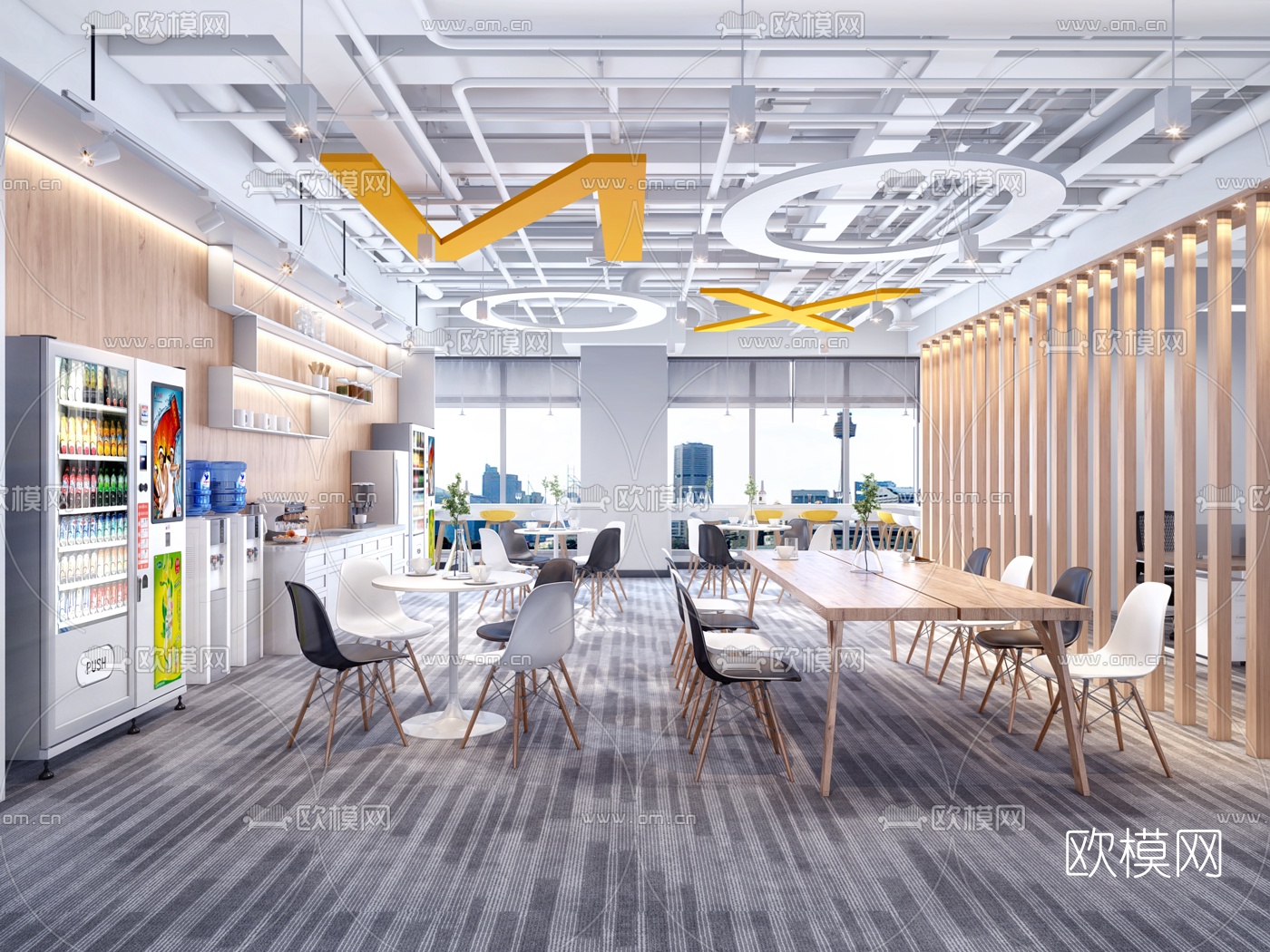 工业风办公茶水间3d模型下载