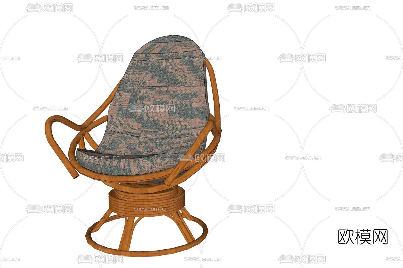 现代藤编休闲椅免费su模型下载