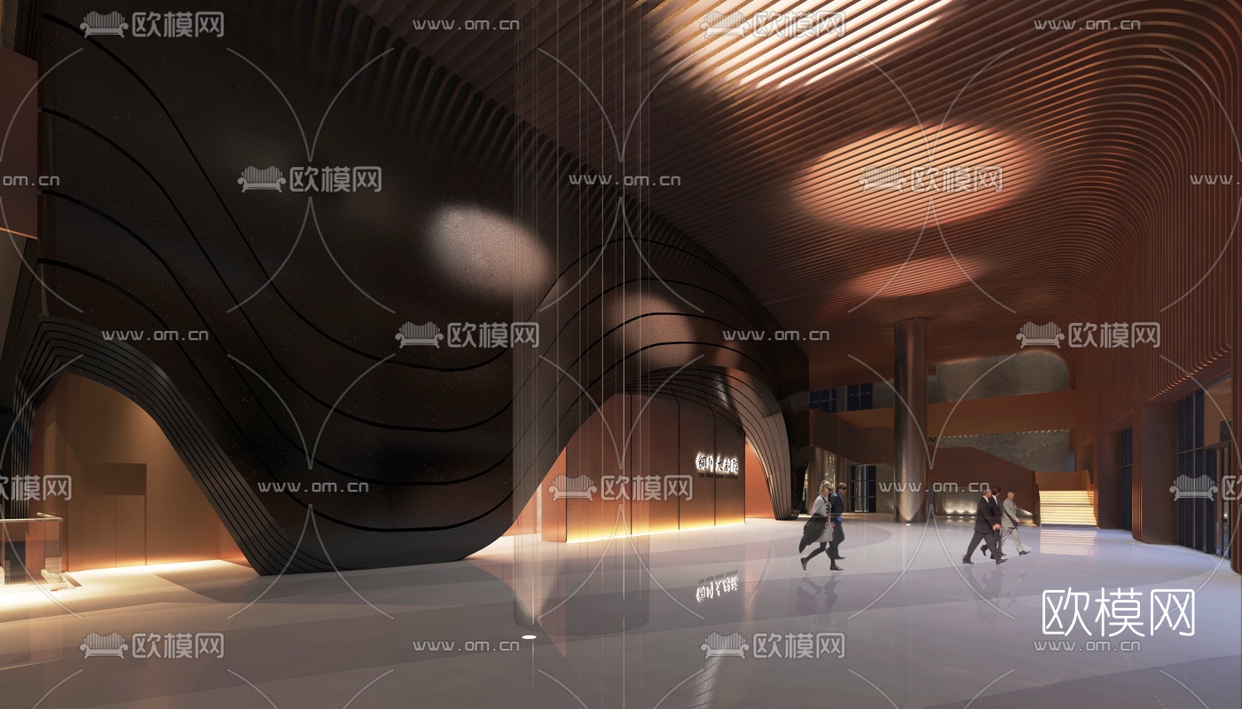 现代大剧院大堂入口3d模型下载（渲染图3）