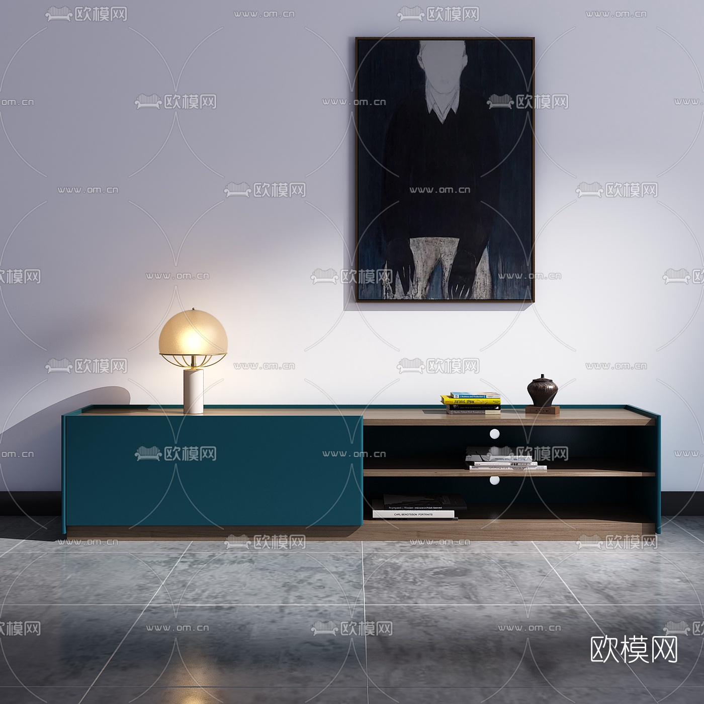 现代实木电视柜3d模型