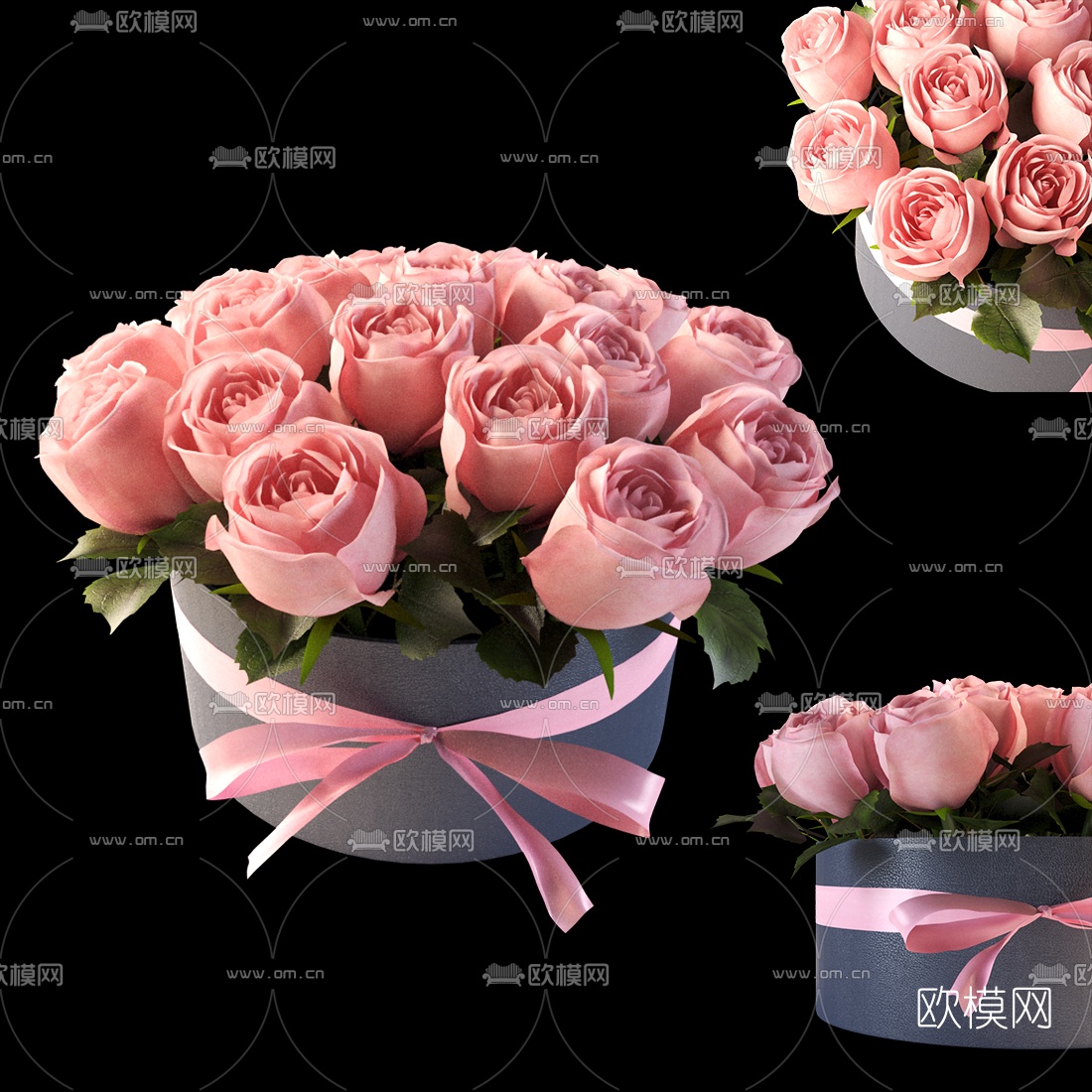 现代粉色玫瑰花3d模型下载