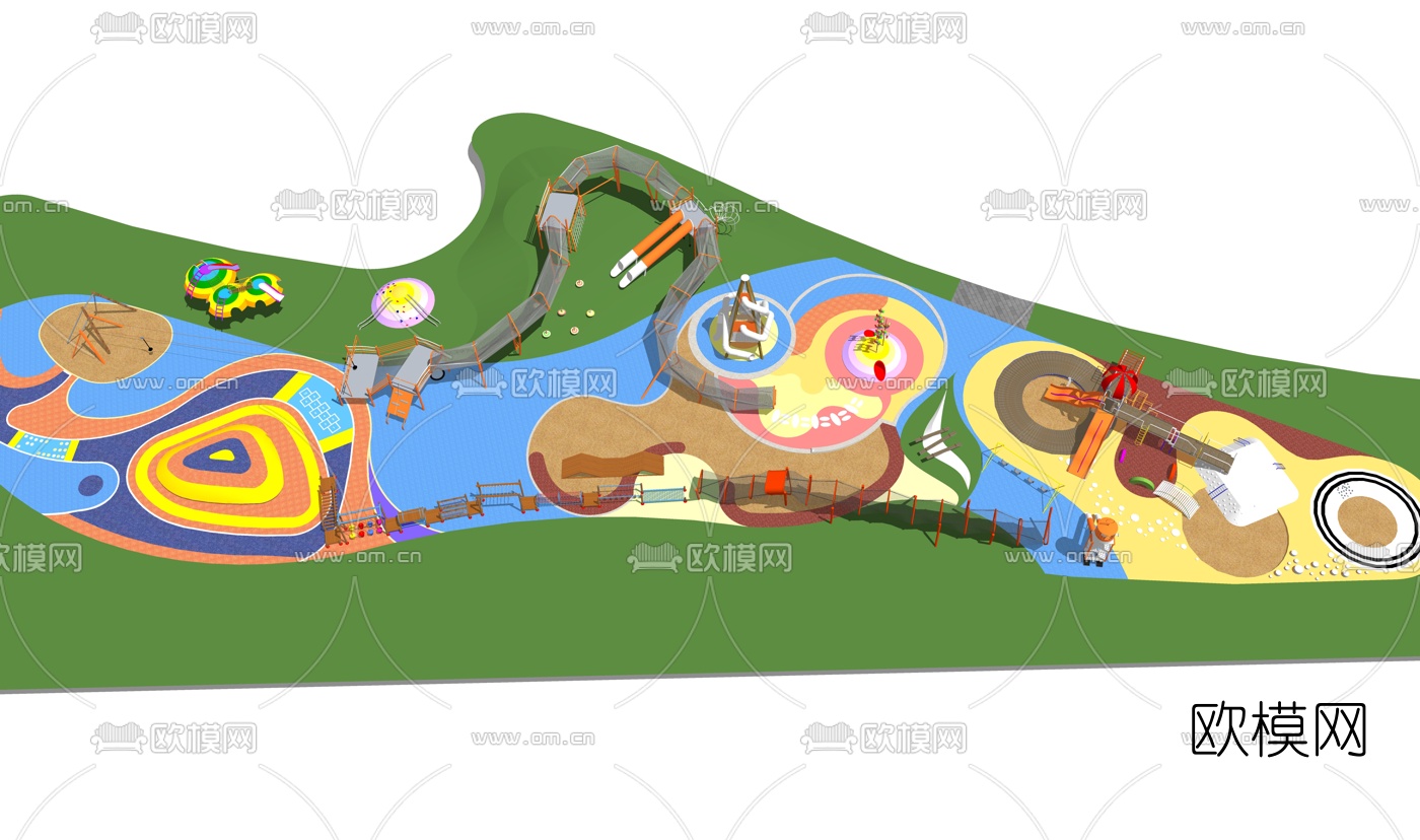 现代儿童游乐场su模型下载（渲染图2）