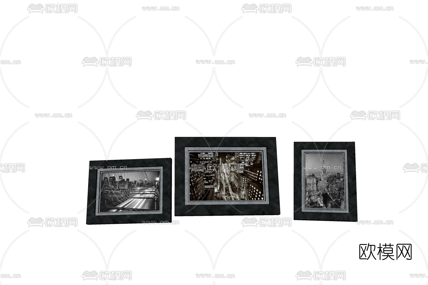 现代城市建筑挂画免费su模型下载