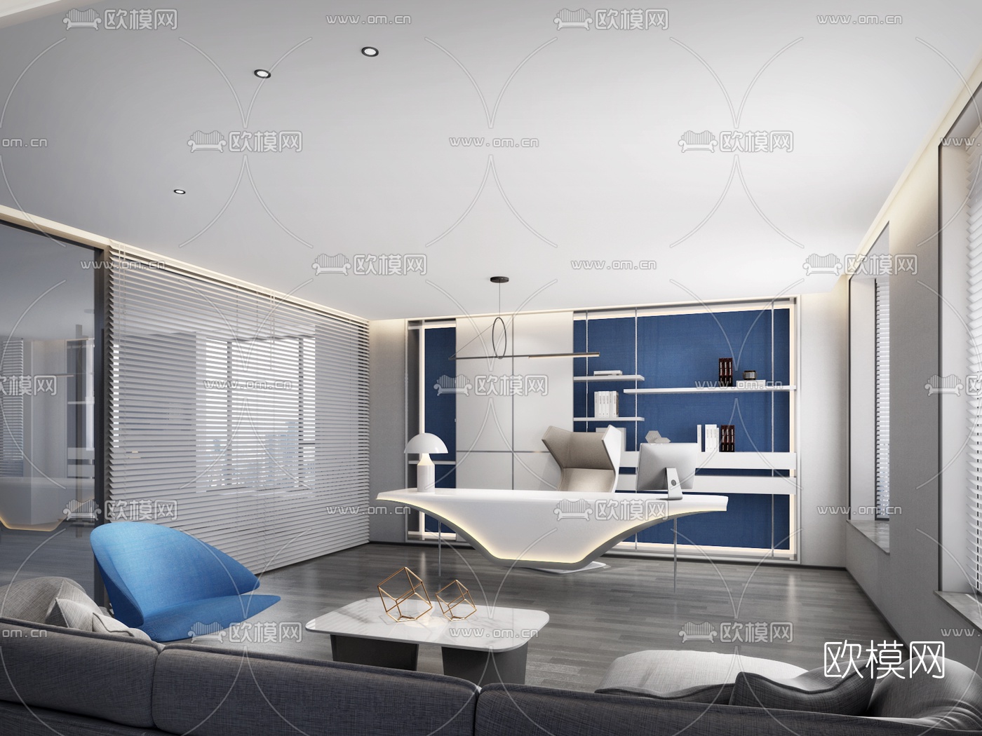 现代总经理办公室3d模型