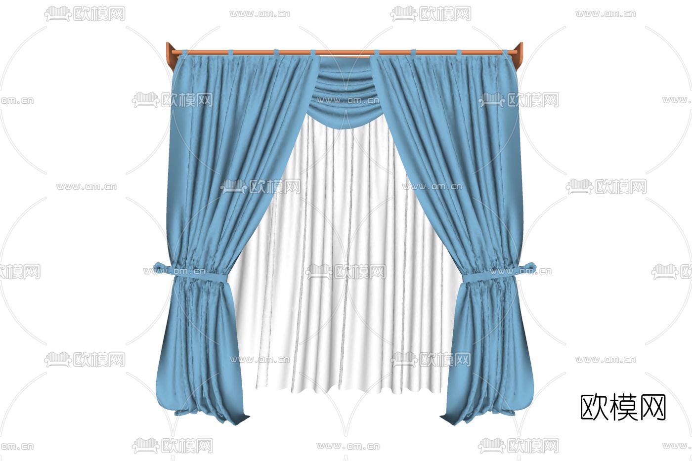 简欧窗帘免费su模型下载