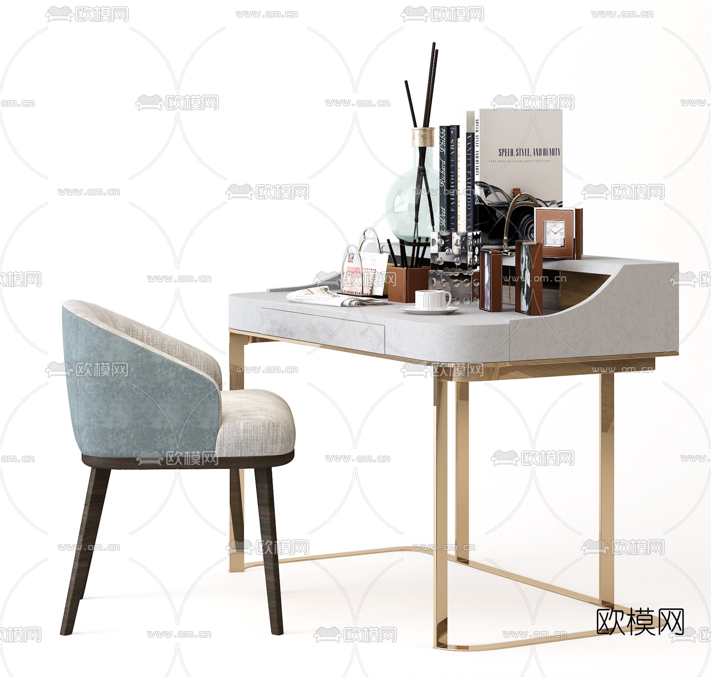 现代轻奢梳妆台3d模型下载