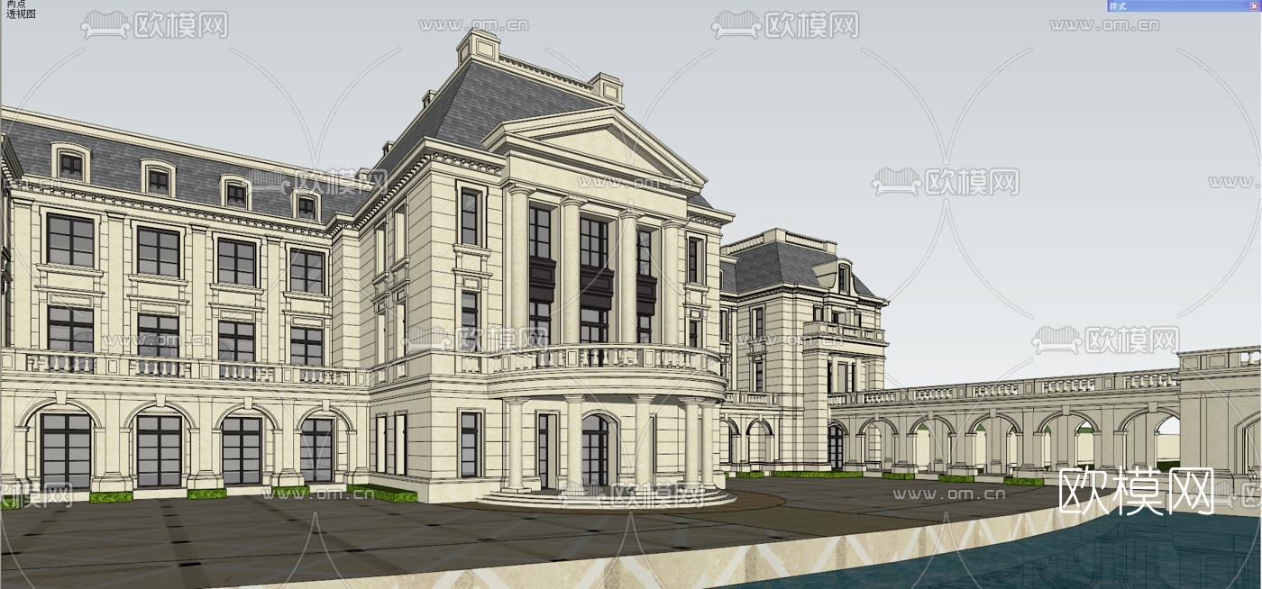 法式酒店su模型下载（渲染图1）